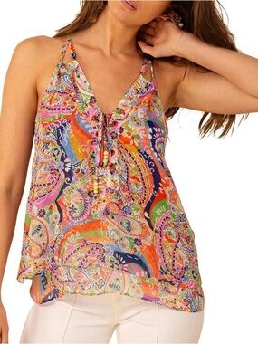 Hale Bob Women’s Vivienne Blouse Multicolor Paisley Camisole Top